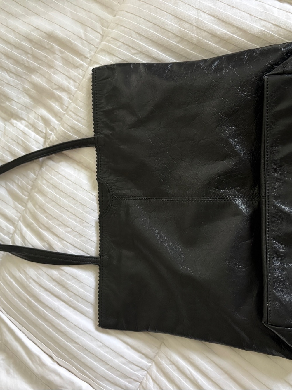 Latico Soft Leather Black Tote Bag Double Strap Zipper Top - Picture 8 of 12
